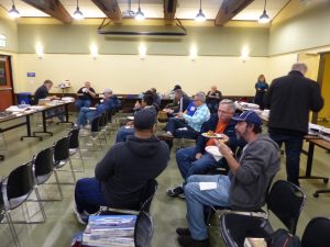 The club members enjoy their pizza!