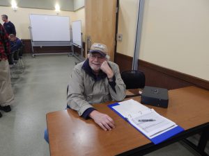 John Humphrey manning the front table