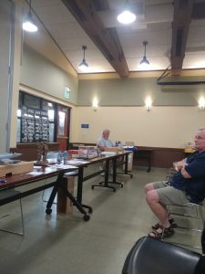 Secretary Joel Hendricks gives his report to the club