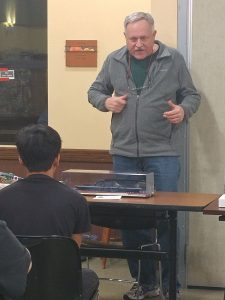 Rich Durham brought in his Tamiya 1-700 scale USS Saratoga