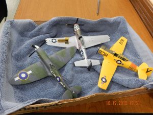 Kenny Petsk brought in these 1-48 Seafire, P-51 and SNJ-5. He will submit them for the Top Gun II model project