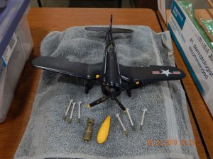Kenny Petska also brought in this Hasegawa 1-48 AU-1 Corsair. He says it is an okay kit but has challenging decals.