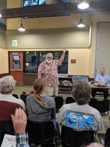 Contest Chairman Scott Hazel gives an update to the club and requests more contest category sponsors