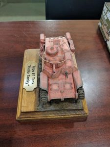 Ethan Idenmill brought in his finished Tamiya 1-35 Type 97 Tank, Hello Tanky