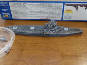 Mark Knowlton brought in this Trumpeter 1-700 USS Texas which he will depict as it was for the Normandy landings